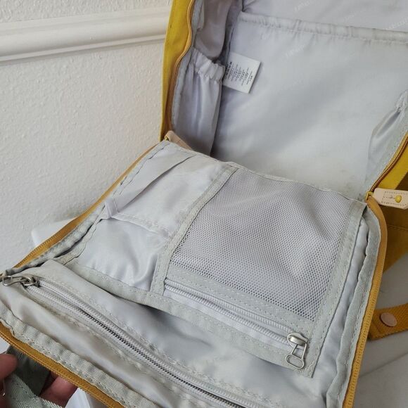 Himawari Contrast Waterproof Canvas Backpack Bag with Round Label Mustard Yellow - Picture 8 of 16